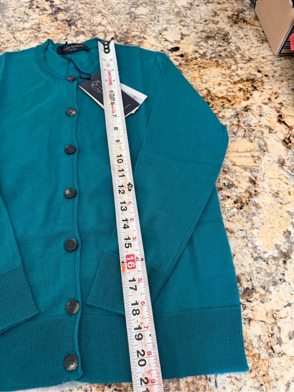 Piazza Sempione Teal Crewneck Button Cardigan - Picture 3 of 4